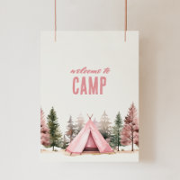 Welcome to Camp Pink Tent Camping Poster
