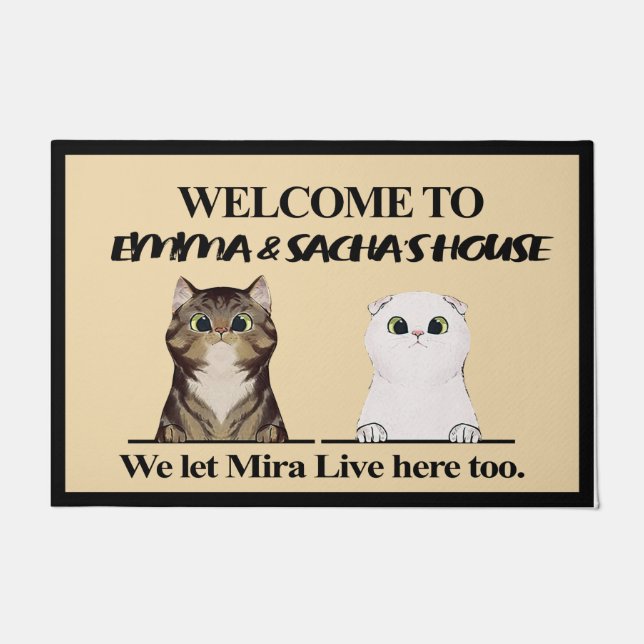 Welcome To Cats House Rug, Personalised Cat Doormat (Front)