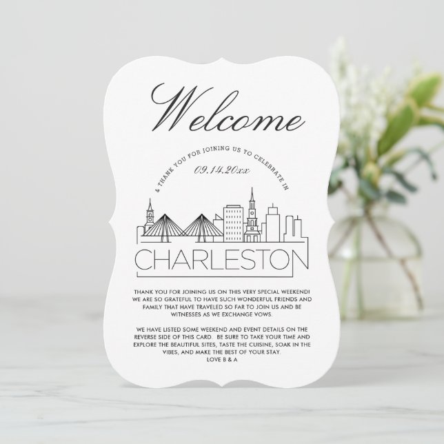 Welcome to Charleston | Guests Details Invitation (Standing Front)