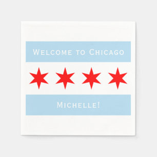 Welcome to Chicago Personalised Chicago Flag Napkin