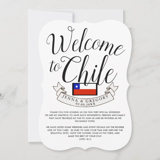 Welcome to Chile | Destination Wedding Custom Invitation (Front)