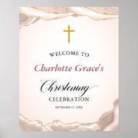 Welcome to Christening Pink Agate Gold Glitter