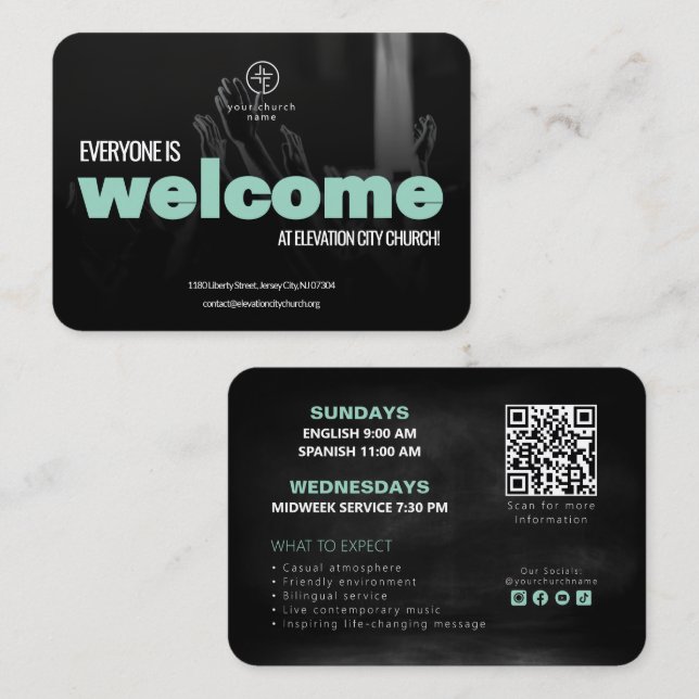 Welcome To Church Invitation Calling Card Template (Front/Back)