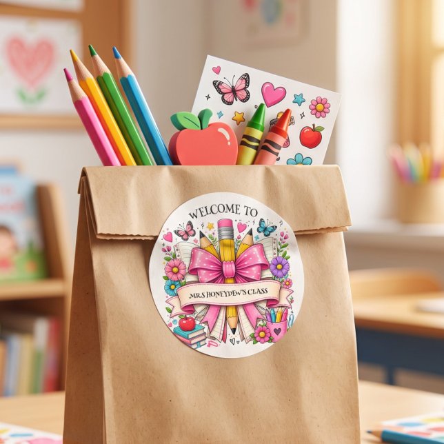 Welcome to Class Retro Pencil Classic Round Sticker (Creator Uploaded)