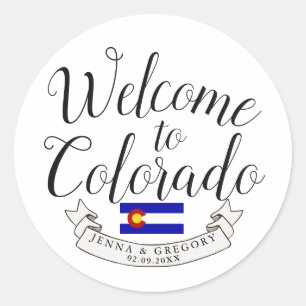 Welcome to Colorado   Destination Wedding Custom Classic Round Sticker