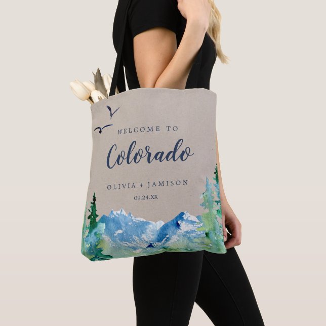 Welcome to Colorado Kraft Wedding Welcome Tote Bag (Close Up)