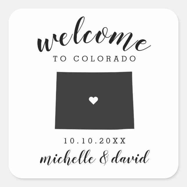 Welcome to Colorado | Wedding custom favour Square Sticker (Front)