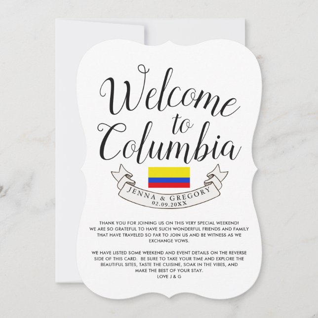Welcome to Columbia | Destination Wedding Custom Invitation (Front)