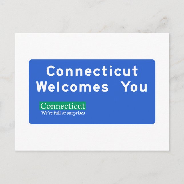 Welcome to Connecticut - USA Road Sign Postcard (Front)