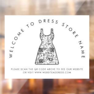 Welcome to Dress Store Name QR Code Window Cling