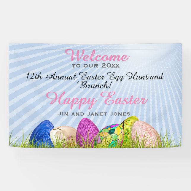 Welcome to Easter Egg Hunt and Brunch Name Banner (Horizontal)