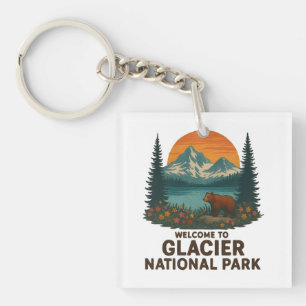Welcome to Embroidery Glacier National USA Park Key Ring