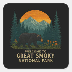 Welcome to Embroidery Great Smoky Mountains Park Square Sticker