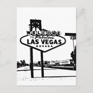 Welcome to Fabulous Las Vegas B&W Vector Graphic Postcard
