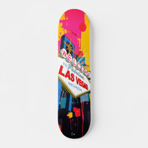 Welcome to Fabulous Las Vegas Nevada Sign Colorful Skateboard