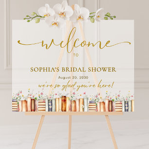 Welcome to Floral Book Story Bridal Shower Acrylic Sign