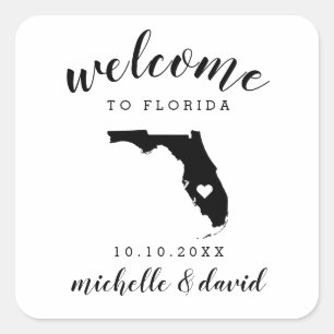 Welcome to Florida   Wedding custom favour Square Sticker