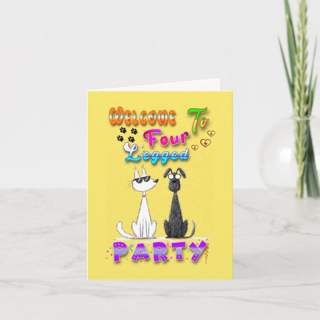 Welcome To Four Legged Party Holiday Card (Front)
