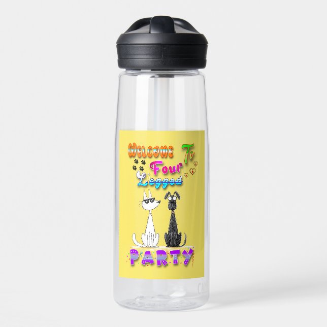 Welcome To Four Legged Party Water Bottle (Front)