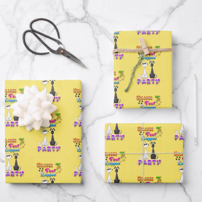 Welcome To Four Legged Party Wrapping Paper Sheet (Front)