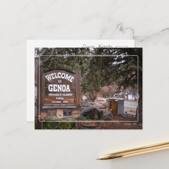 Welcome to Genoa, Nevada Postcard (Front/Back In Situ)