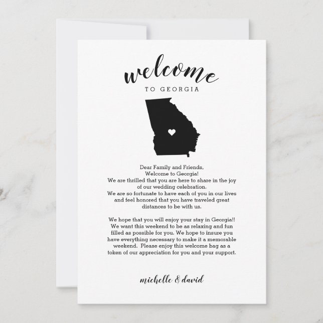 Welcome to Georgia | Wedding Letter & Itinerary (Front)