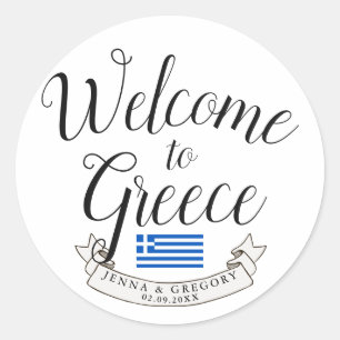 Welcome to Greece Destination Wedding Favour Classic Round Sticker