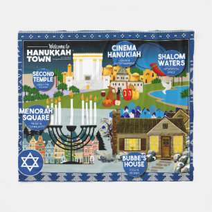 Welcome to Hanukkah Town! Fleece Blanket
