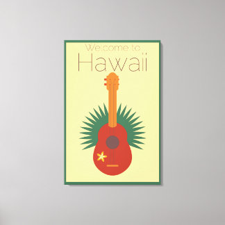 Welcome To Hawaii Ukulele Retro Canvas Print