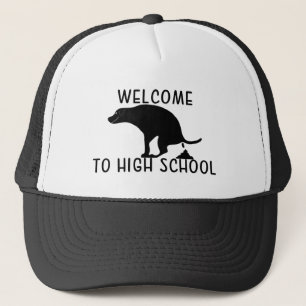 Welcome To High School Dog Pooping Trucker Hat