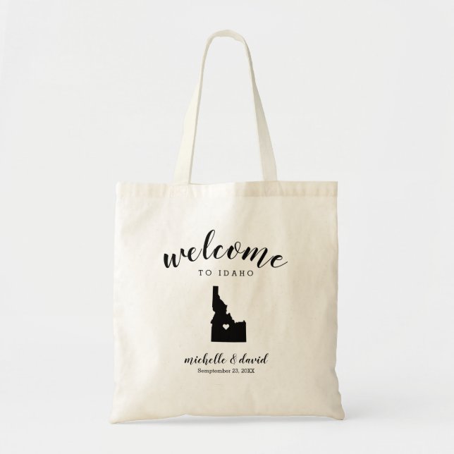 Welcome to Idaho | State Silhouette Wedding Tote Bag (Front)