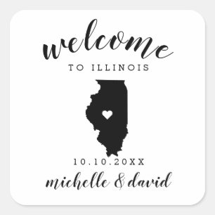 Welcome to Illinois   Wedding custom favour Square Sticker