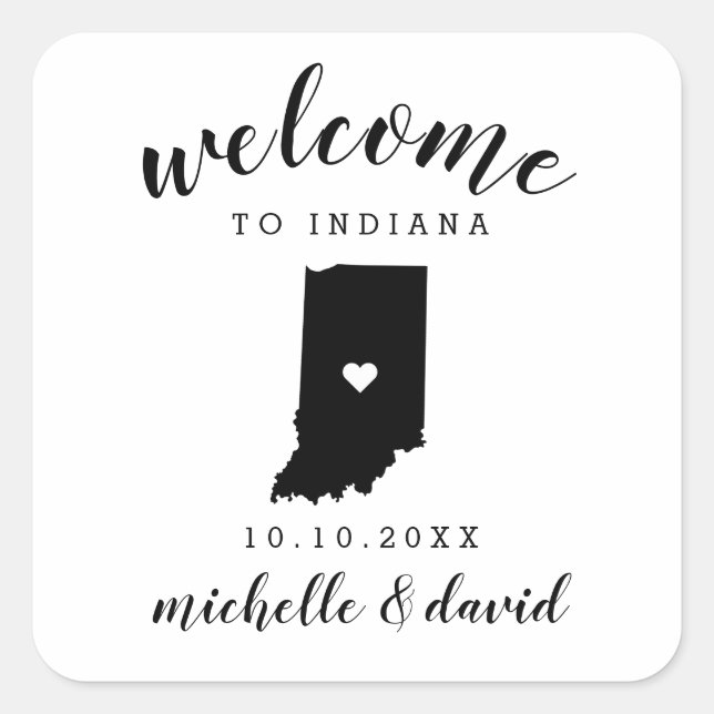 Welcome to Indiana | Wedding custom favour Square Sticker (Front)