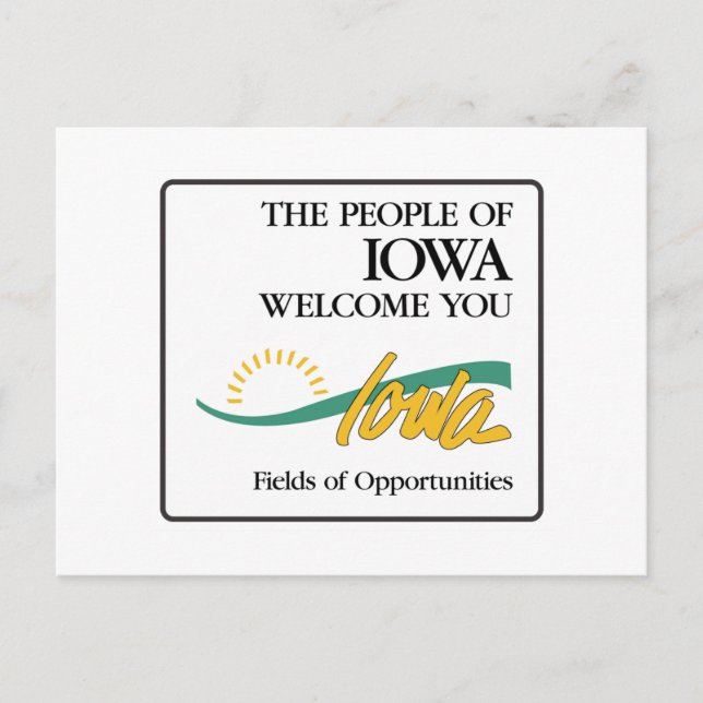 Welcome to Iowa - USA Road Sign Postcard (Front)