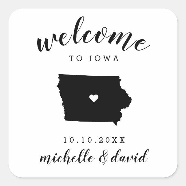 Welcome to Iowa | Wedding custom favour Square Sticker (Front)