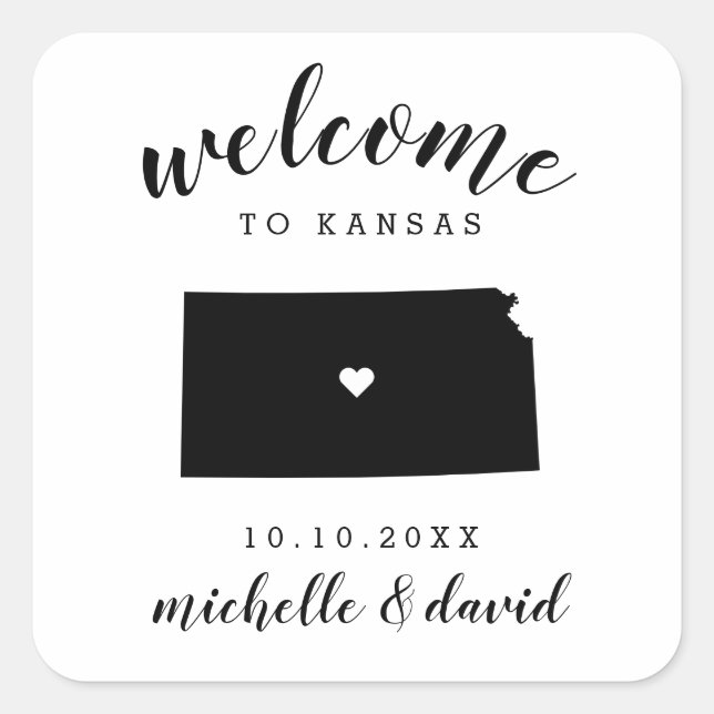 Welcome to Kansas | Wedding custom favour Square Sticker (Front)