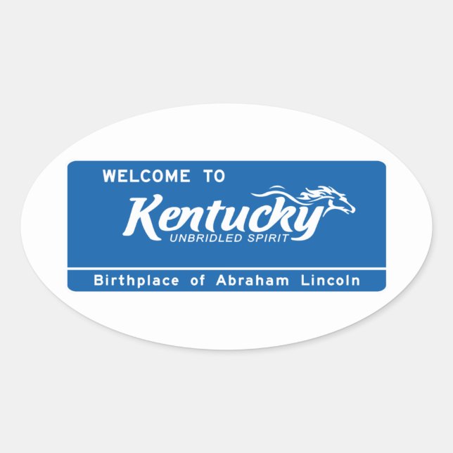 Welcome to Kentucky - USA Road Sign Oval Sticker (Front)