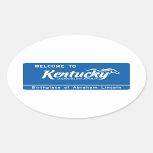 Welcome to Kentucky - USA Road Sign Oval Sticker