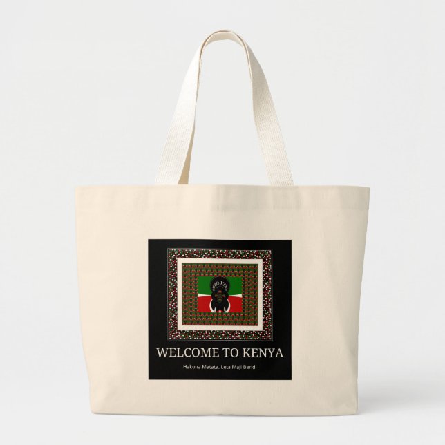 Welcome to Kenya Hakuna Matata Large Tote Bag (Front)