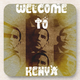 Welcome to Kenya with Obama Collage Coaster
