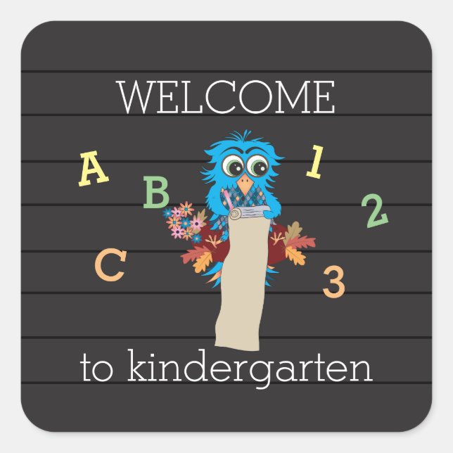 Welcome to kindergarten | 1st day of school square sticker (Front)