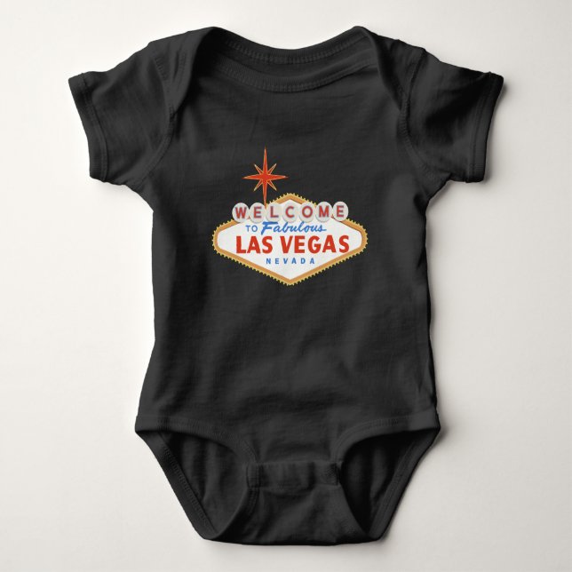Welcome to Las Vegas Baby Shirt Black Bodysuit (Front)