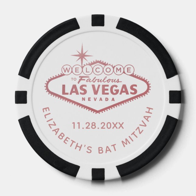 Welcome to Las Vegas Casino Mitzvah Favour Poker Chips (Front)