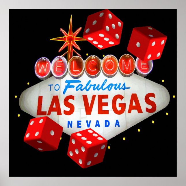 Welcome to Las Vegas + Dice Vector Graphic Poster (Front)