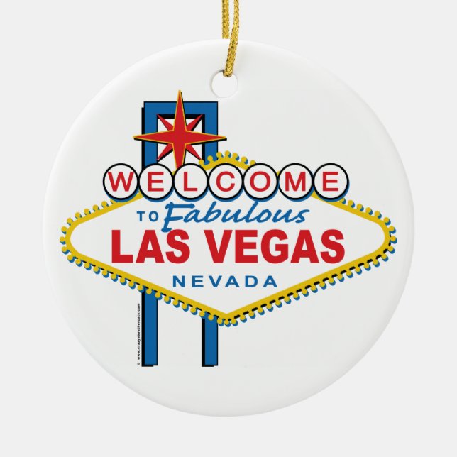 Welcome-to-Las-Vegas Retro Ceramic Tree Decoration (Front)