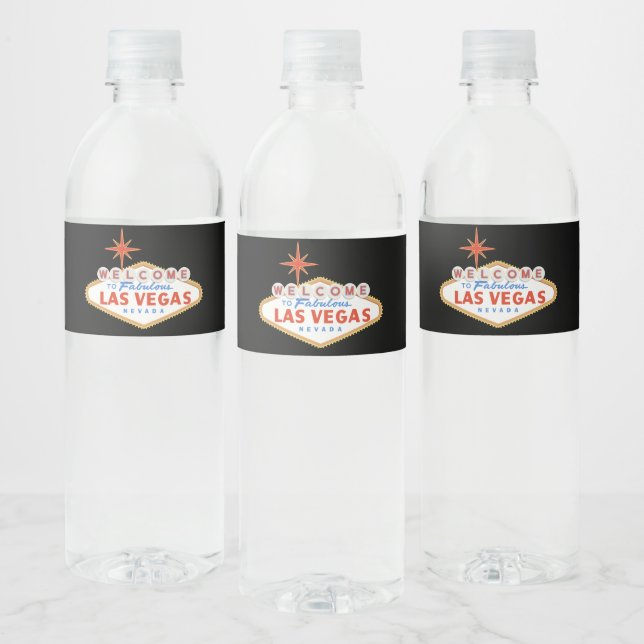 Welcome to Las Vegas Sign Custom Logo Water Bottle Label (Bottles)