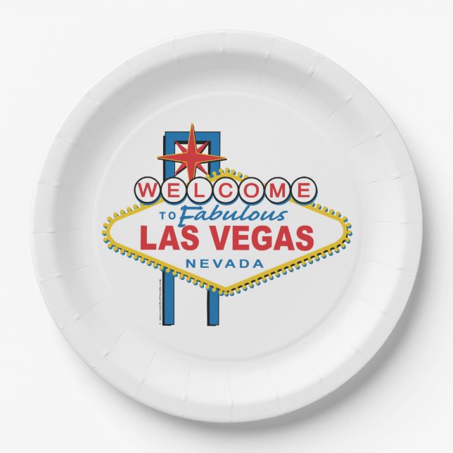 Welcome To Las Vegas Sign Paper Plate (Front)