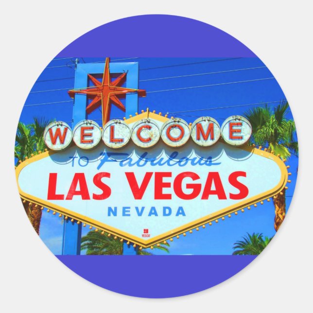 Welcome to Las Vegas Sign Round Stickers (Front)
