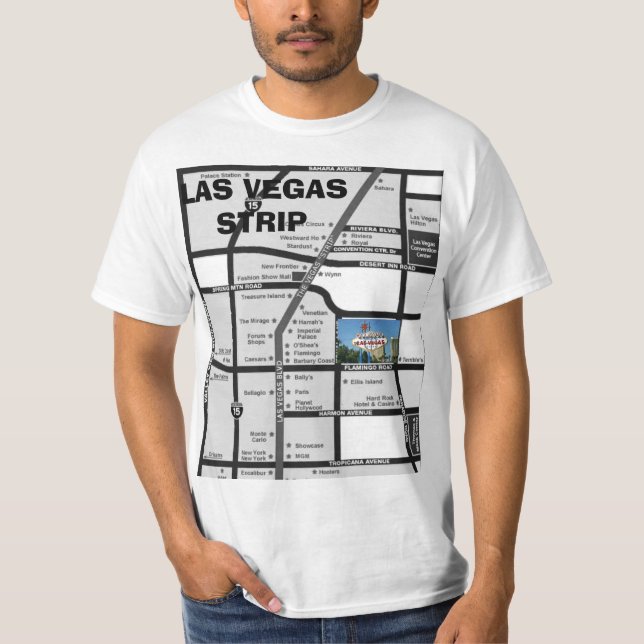 Welcome to LAS VEGAS strip map T-Shirt (Front)