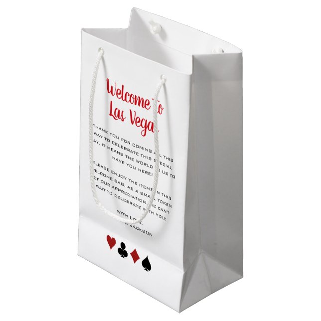 Welcome to Las Vegas Thank You Wedding Small Gift Bag (Front Angled)